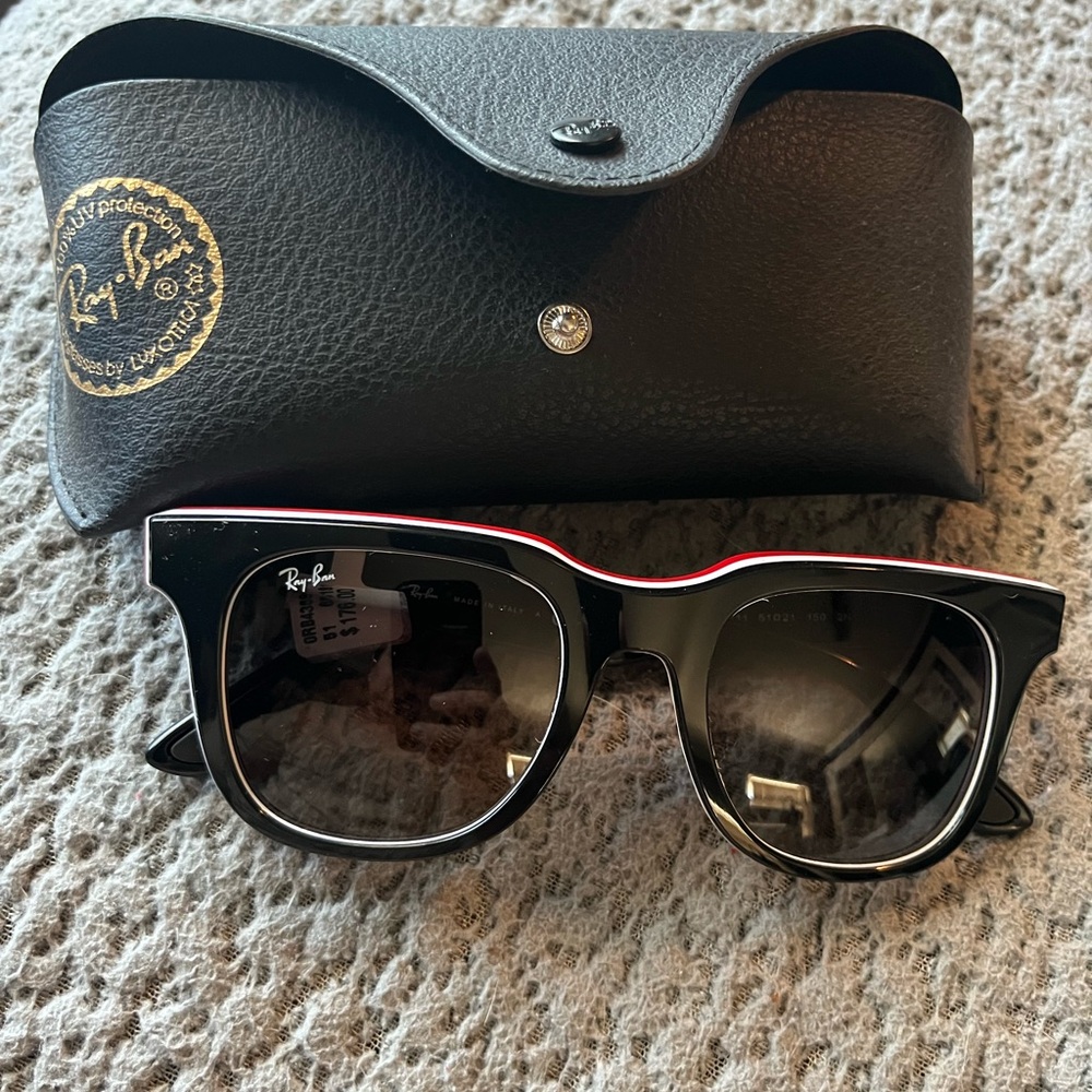 Rayban Sunglasses black with a red striping